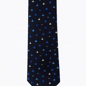 Bulgari Blue and White Silk Geometric Tie